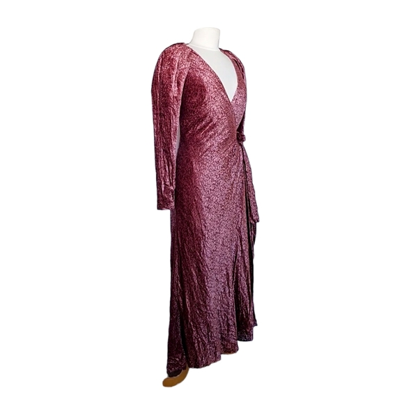TANYA TAYLOR Laureen Velvet Wrap Rosewood Dress Womens Size 6 - Picture 2 of 7